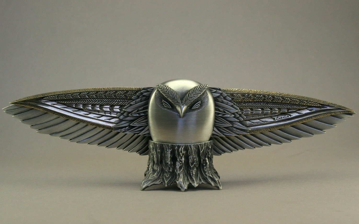 Pewter and bronze sculpture Owl sculpture letteropener Etsy