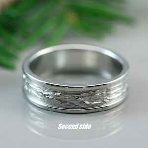 Sterling silver tree branch textured men ring image 4