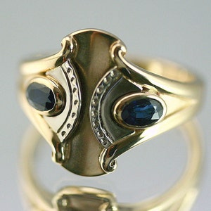 Solid gold art deco gold women ring