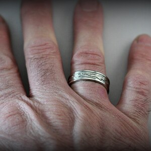 Sterling silver tree branch textured men ring image 7