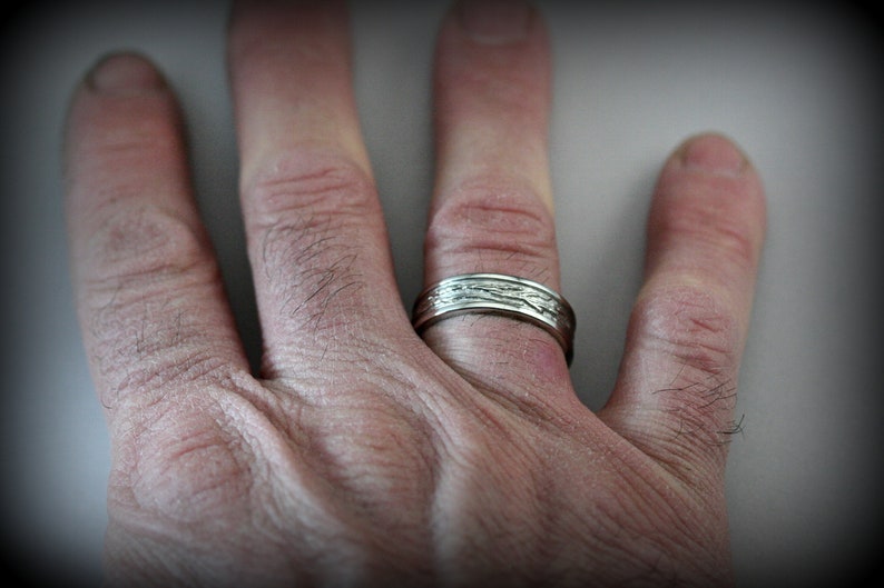 Sterling silver tree branch textured men ring image 7