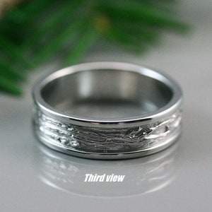 Sterling silver tree branch textured men ring image 5