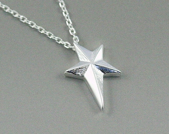 Small Star necklace, solid silver star necklace, star jewelry, dainty silver star, modern, everyday necklace, handmade star