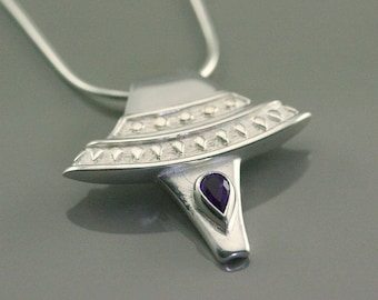 Egyptian pendant, silver egyptian pendant, modern pendant, silver and amethyste, handmade jewelry, elegant pendant, egyptian jewelry