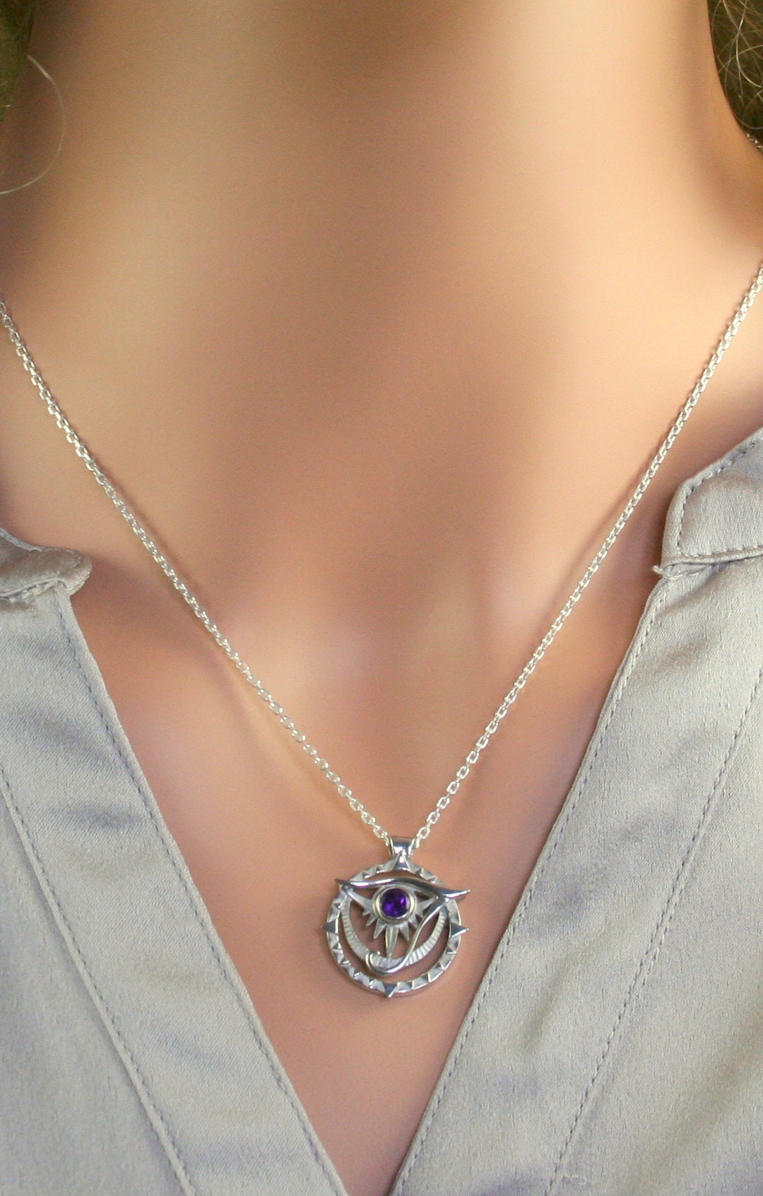 Pendentif œil D'Horus En Argent Avec Turquoise Et Corail - Fabrication Artisanale Neuve