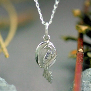Silberner Phönix-Anhänger, Damen-Silberanhänger, Vogel-Anhänger, Vogelschmuck, Damen-Silberschmuck, einzigartiger Schmuck, Geburtstagsgeschenk
