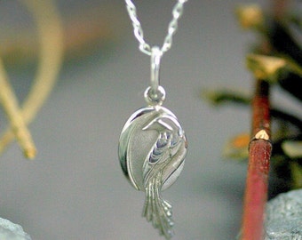 Silver phoenix pendant, bird pendant, silver women pendant,  bird jewelry, phoenix jewelry, handmade jewelry, unique design, birthday gift