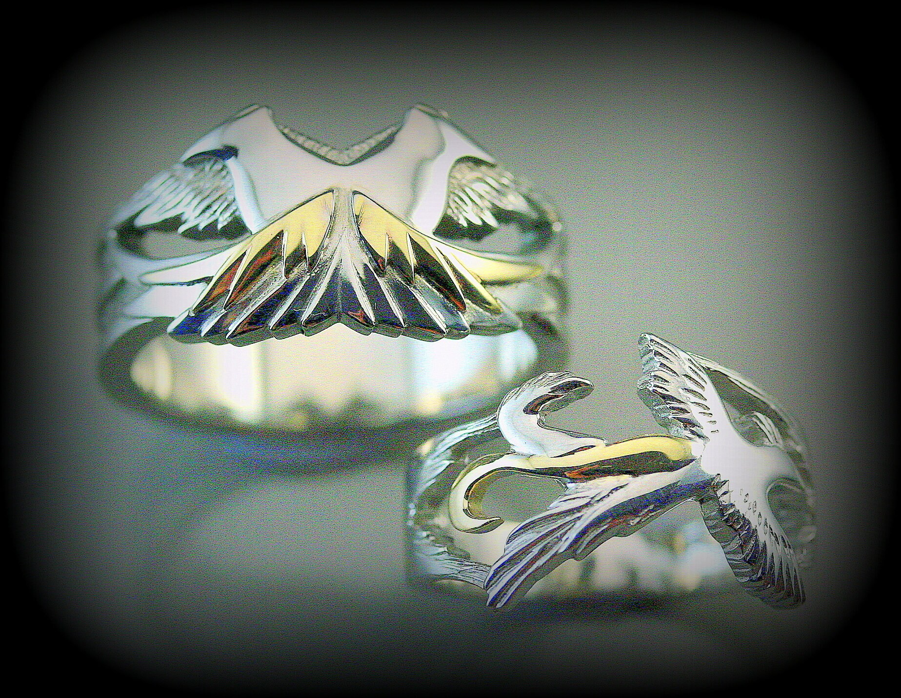 Unique phoenix silver gold ring set for men and women Etsy