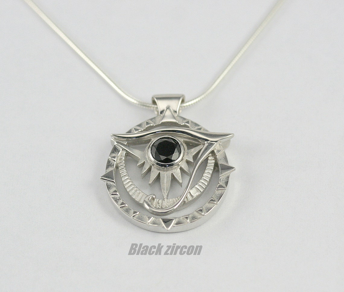 Collier Oeil D'Horus En Obsidienne Noire - Pendentif Gravé 33 Cm Cordon Ajustable - Neuf Avec étiquettes