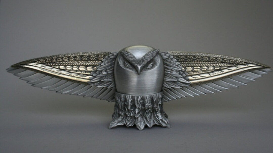 Pewter and Bronze Sculpture Owl Sculpture Letteropener Etsy