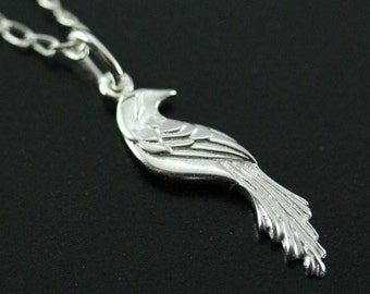 Silver phoenix bird necklace for women