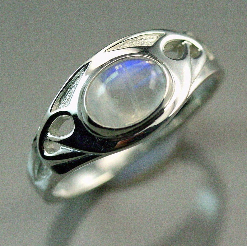 Solid Silver Art Nouveau Ring Rainbow Moonstone Art Nouveau - Etsy