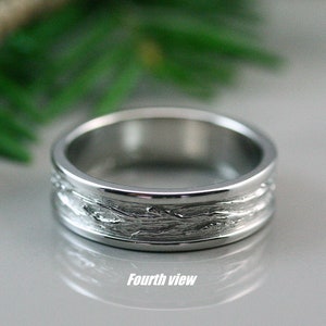 Sterling silver tree branch textured men ring image 6