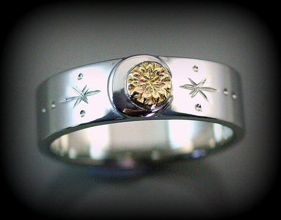 Bague homme soleil bague homme soleil lune bague argent et or homme bague homme bague yin yang bague mariage homme bague artisanale Etsy Canada