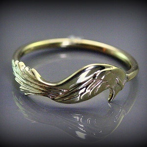 Bird solid gold ring, phoenix bird ring, gold delicate ring, bird jewelry, promise ring, handmade unique ring, phoenix jewelry, engagement