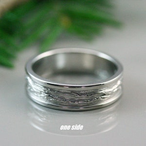 Sterling silver tree branch textured men ring image 2