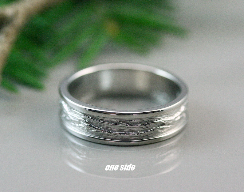 Sterling silver tree branch textured men ring image 2