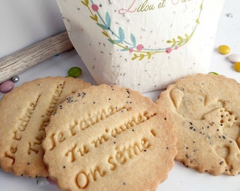 x6 Biscuits aux graines dans leur emballage à planter :) (Personnaliser le avec les prénoms de vos enfants)