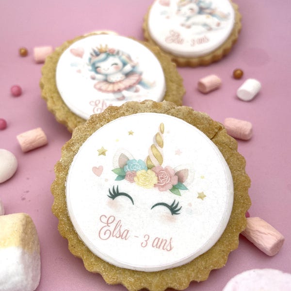 x10 Biscuits sablés personnalisés thème "Licorne"