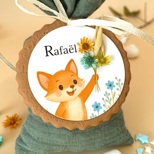 Ballotin de dragées: thema renard et fleurs séchées