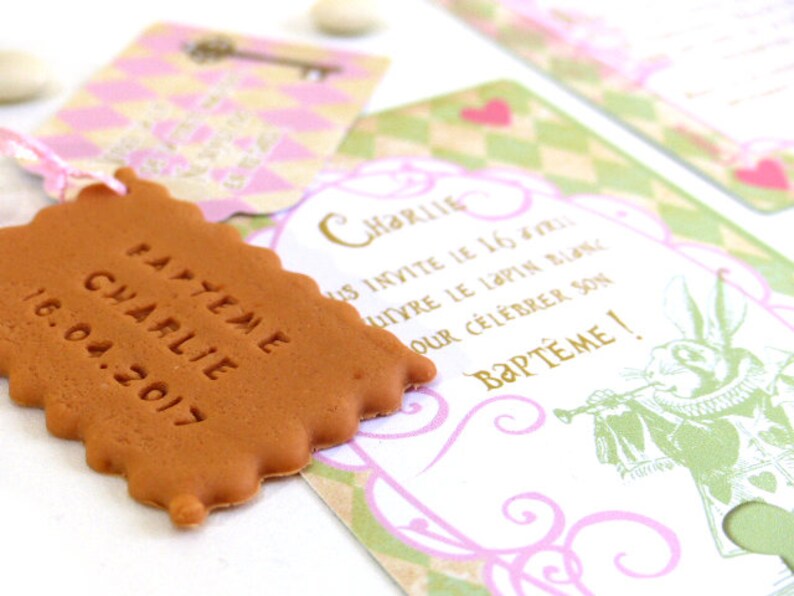 Fairepart Alice au pays des merveilles biscuit Etsy