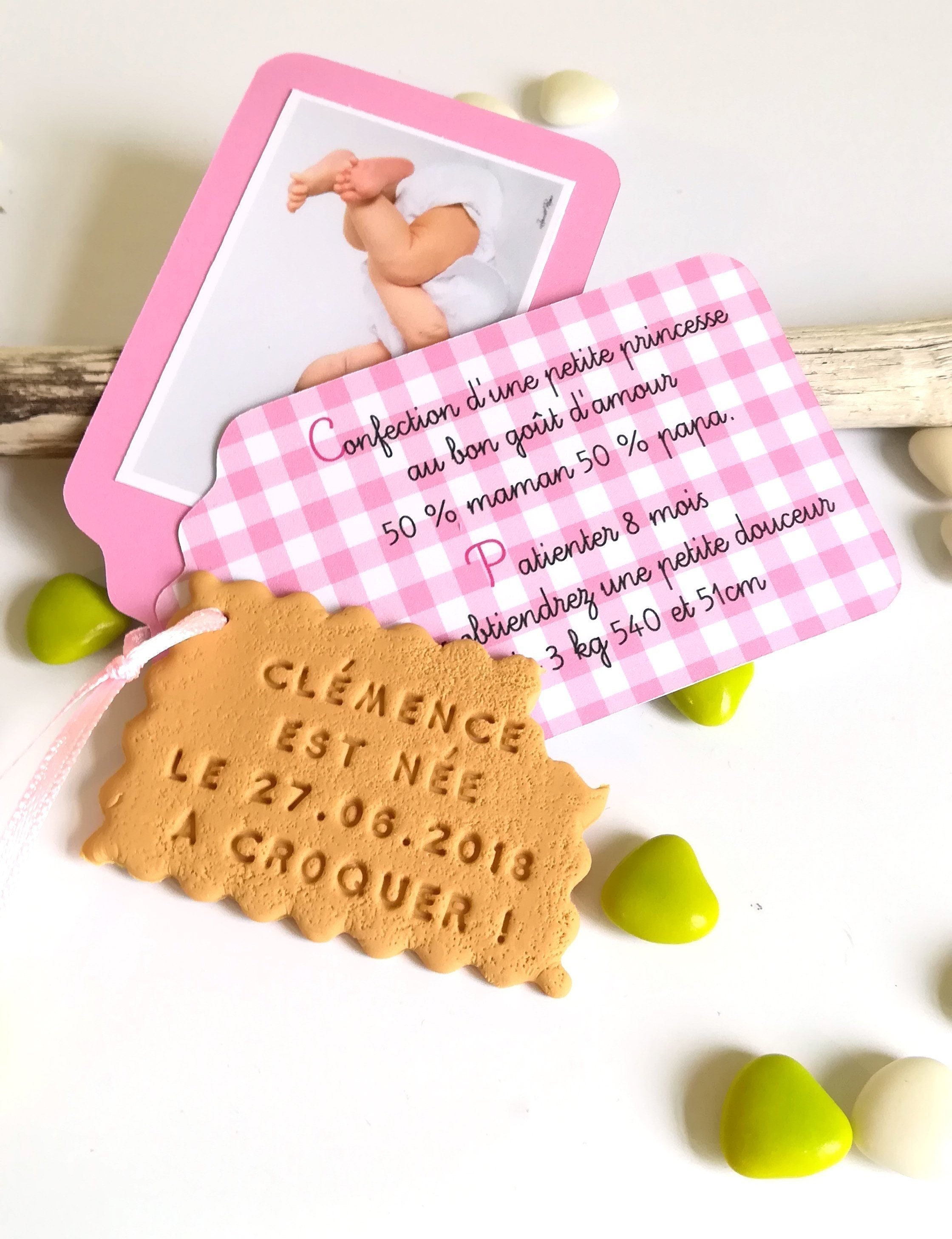 Faire Part Biscuit Personnalise Motif Fille Etsy