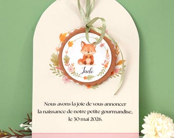 Faire-part "animaux enchantés et couronne de fleurs”