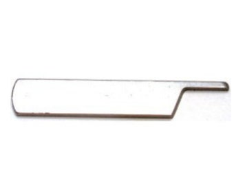 May include: A silver metal tool with a flat, rectangular blade and a small, angled handle.