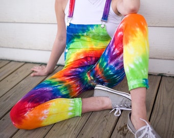 Tie Dye Women's Overalls - Rainbow Overalls - Women's Overall Jeans - Slim Fitting with Comfortable Stretch - Hippie - S-3XL Overalls
