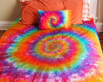 Tie Dye Bedding - Tie Dye Sheets - Tie Dye Duvet Cover - Rainbow Bedding - Rainbow Sheets - Michigan - Custom Tie Dye Bedding