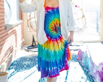 Tie Dye Women's Dress - Tye Dye Dress - Three Tiered Racerback Dress - Summer Dress - Sundress - Sizes S-XL - Hippie - Tie Dye Rainbow Dress