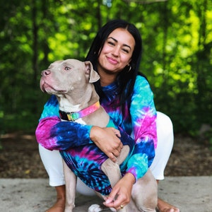 Tie Dye Dog & Owner Matching Set - Hippie - Michigan Made - Handmade - Dog Apparel - Dog Shirt - Long Sleeve - T-shirt - Sizes: XS -3XL