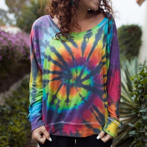 Tie Dye Women's Long Sleeve Flowy off the Shoulder - Etsy