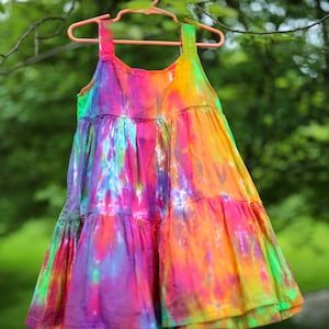 Krawatte Kleid - Mädchen Krawatte Dye Kleid - Regenbogen Kleid - Perfektes Kleid für Twirling - Sommerkleid - Hippie - Größen: 12 Monate - Jugend 8
