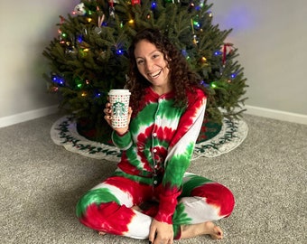 Tie Dye Long Johns - Tie Dye Pajamas - Family Christmas Pajamas - Unisex Tie Dye Christmas Pajamas - Sizes: S-2XL