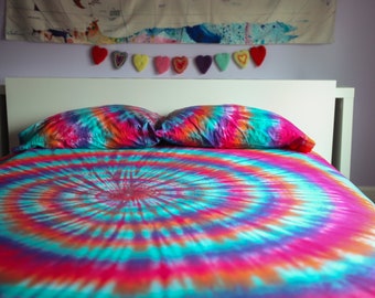 Tie Dye Bedding - Tie Dye Sheets - Tie Dye Duvet Cover - California King Tie Dye Bedding - Michigan - Custom Tie Dye Bedding