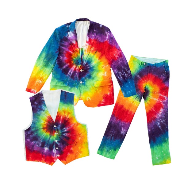 Costume du marié tie-dye - Costume tie-dye - Costume arc-en-ciel - Costume tie-dye - Costume 3 pièces - Mariage Tie Dye - Blazer Tie Dye - Costume pour homme