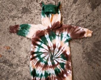 Tie Dye Baby Bunting With Ears - Tie Dye Baby Clothes - Fits 0-12 months - Custom Tie Dye