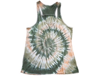 Tie Dye Racerback Tank Top - Women's Tie Dye Tank Top - Poly/cotton Fabric - Handmade - Michigan Made - Hippie - Spiral Tie Dye - XS-2XL