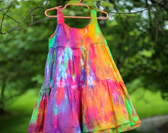 Tie Dye Dress - Girl's Tie Dye Dress - Rainbow Dress - Perfect Dress for Twirling - Summer Dress - Hippie - Sizes: 12 months - Youth 8