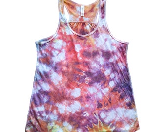 Size: XL - Tie Dye Women's Tank Top - Women's Racerback Tank Top - Ice Dye - Ultra Soft Poly/Cotton Fabric