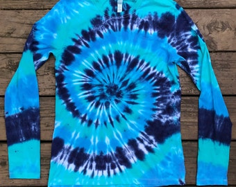 Tie Dye Women's Fitted Long Sleeve - Tie Dye Tshirt - Spiral Tie Dye - Sizes S-2XL - Michigan Made - Festival Fashion