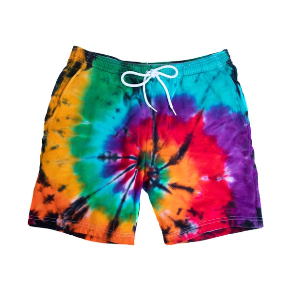 Tie Dye Fleece Shorts - Midweight Fleece Gym Shorts - Ultra Soft - Unisex Tie Dye Shorts - Sizes: S-XXL - Hippie - Rainbow Shorts