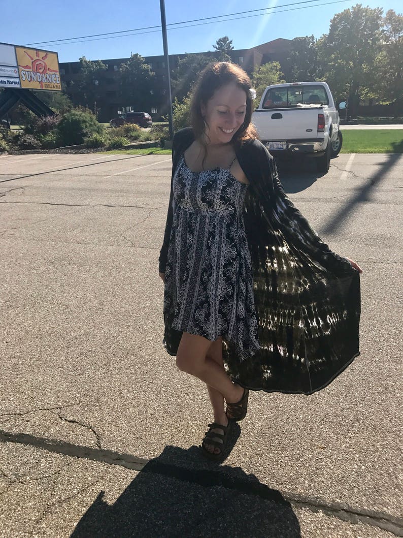 Fashion Fall Trendy Tie Dye Cardigan Sizes: S-2XL Hippie Long Cardigan Tie Dye Sweater