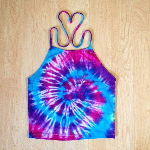 Tie Dye Crop Top - Women's Tie Dye Halter Top - Yoga Crop Top - Sizes: S, M, L - Hippie - Festival Fashion - Spiral Tie Dye - Boho Crop Top