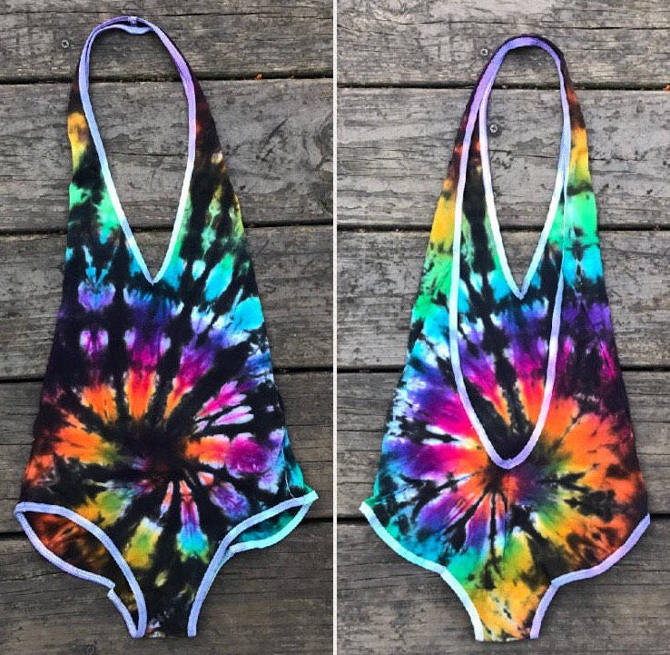 Tie Dye Bodysuit Leotard One Piece Swim Festival