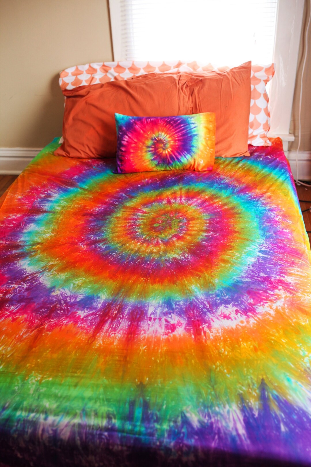 Tie Dye Bedding Tie Dye Sheets Tie Dye Duvet Cover Rainbow Bedding Rainbow Sheets
