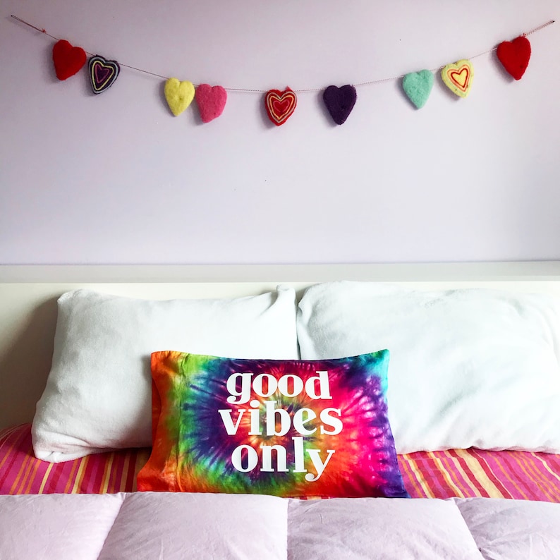 Tie Dye Pillow Good Vibes Only Bedroom Decor Rainbow Pillow Case Pillow 12 X18 Hippie