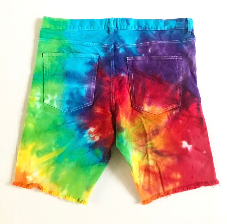 Tie Dye Men's Jean Shorts Tie Dye Rainbow Shorts Etsy