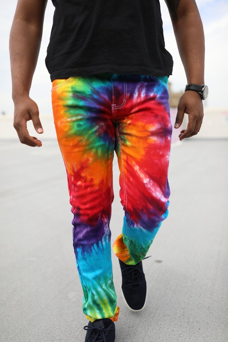 Tie Dye Men's Jeans Rainbow Pants Men's Jeans | Etsy